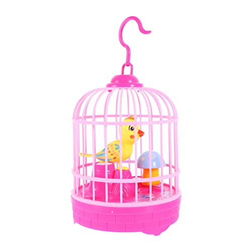 Alipis 1 Set Singender Vogel im Käfig Künstlicher Sprachsteuerung Vogel Realistisch Leuchtendes Vogelspielzeug Spielen Frühe Lernspielzeug für Home Shop Rosy von Alipis