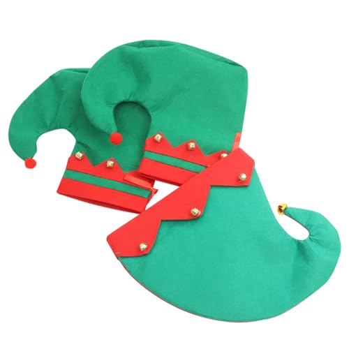 Alipis 1 Set Weihnachts Elfen Schuhe Und Hut Kostümset Für Festliche Anlässe Fotorequisiten Weihnachtskostü Zubehör Für Jungen Und ädchen von Alipis