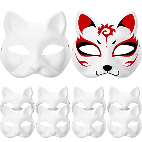 Alipis 10 Stück Katzenmasken Unbemalte Therian-Masken Bemalbare Weiße Katzenmasken Leere Maskerademasken Im Japanischen Stil Papierdekoration Tiermaske Diy Schlichte Wolf-Halloween-Maske von Alipis