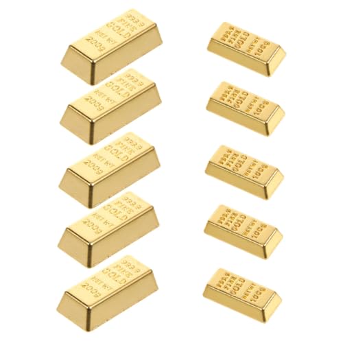 Alipis 10 Stück Teiliges Miniatur Goldziegel Modell für Puppenhaus Realistische Fake Dekorationen aus Robustem Material für Fotografie und Heimdekoration von Alipis