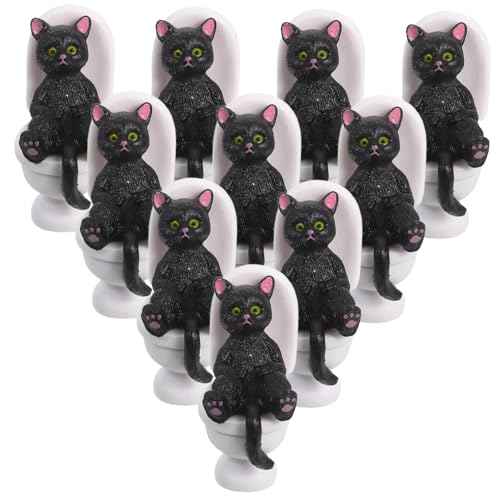 Alipis 10 Stück Teiliges Schwarze Mini-katzenfiguren Toiletten-Dekoration Puppenhaus Zubehör Landschaftsgarten Ornamente Kompakte Haushaltsmodelle für Schreibtisch und Bad von Alipis