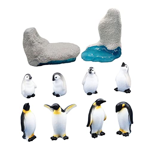 Alipis 10Stücke Teiliges Pinguin Spielzeugset Realistische Harz Pinguinfiguren für Kreative Mikrolandschaften und Puppenhaus Dekoration von Alipis