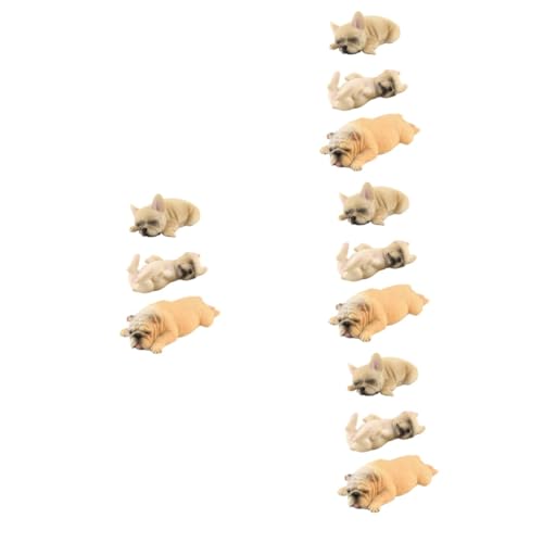 Alipis 12 STK Simulations-Bulldogge Miniaturen Miniatur-Hundestatue Spielzeug weltbild Modelle Wohnkultur schlafendes Welpenmodell Hund Desktop-Dekor Tier Dekorationen Hündchen schmücken von Alipis