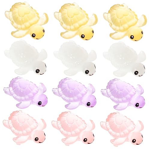 Alipis 12 Stck. Leuchtende Mini Schildkröten Figuren Nachtleuchtende Dekoration für Aquarien Terrarien Tischdeko Resin Ornamente von Alipis