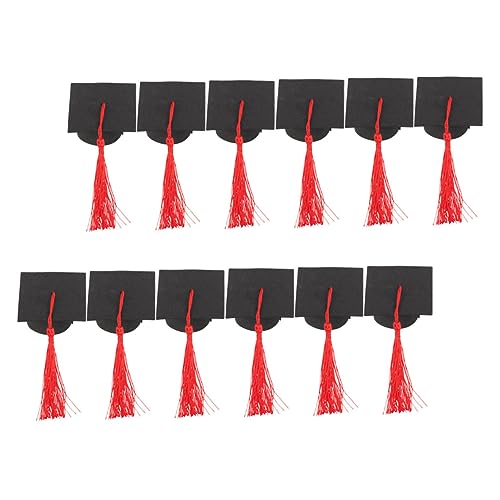 Alipis 12 Stück Abschlusskappe für Cupcakes abschlussfeier graduation cap tortendeko firmung Party - Dekoration Feierlichkeiten Grad Partyzubehör Cupcake - Topper Kuchen liefert Polyester rot von Alipis