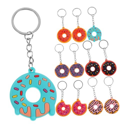 Alipis 12 Stück Teiliges Donut Schlüsselanhänger Niedliche Donutform Weiche PVC Anhänger Leichte Taschen Schlüsseldeko Vielseitig für Geburtstag Party Halloween und Geschenkideen von Alipis