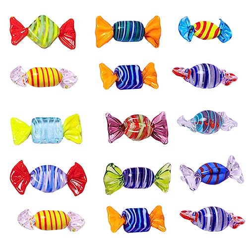 Alipis 15 Stück Bunte Süßigkeitenornamente Partydekorationen hausgemachte Glasbonbons Bonbonhängedekoration Lutscher-Ornamente Süßigkeiten-Ornamente für die Hochzeit Zufällige Farbe von Alipis