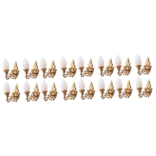 Alipis 16 STK Puppenhaus Wandleuchte Laternenpfahl-Modell 1:12 Puppenhaus-wandlampe Sandtisch Materialien Puppenhaus-stehlampe Puppenhaus-hängelampe Golddekor Mini Abs Szenenbeleuchtung von Alipis