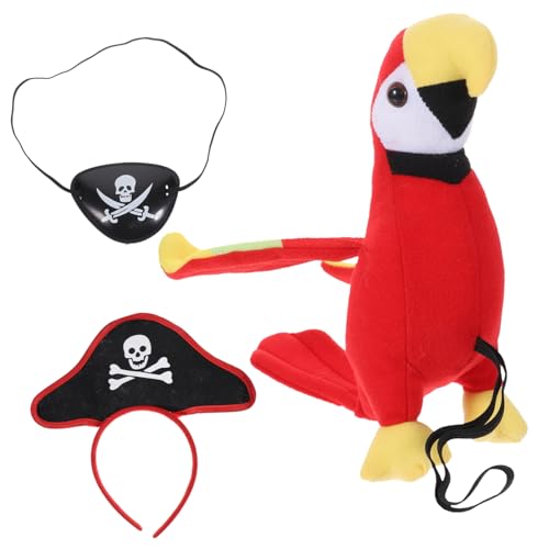Alipis 1Satz Piraten Cosplay Kostümset Mit Augenklappe Kopftuch Und Piratenpapagei Teiliges Set Für Erwachsene Für Karneval Halloween Und Themenpartys von Alipis