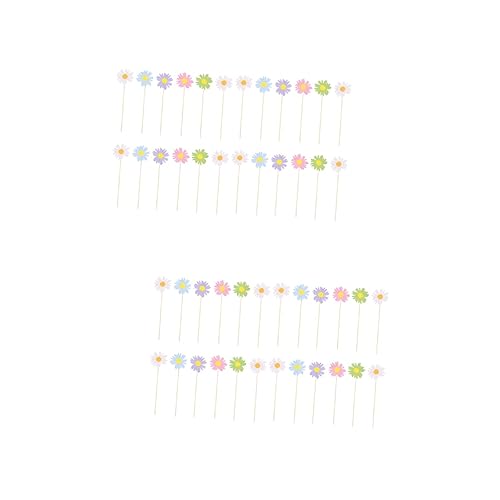 Alipis 2 Sätze Teiliges Blumen Cake Inserts Mit Gänseblümchen Design Kreative Tortendeko Für Sommerparty Cupcake Und Dessertdekoration Vielseitig Einsetzbar Frisch Und 24 Stück * 2 von Alipis
