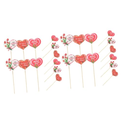 Alipis 2 Sätze Teiliges Dekorative Cupcake Topper Für Muttertag Herzförmige Kuchenstecker Aus Lebensmittelechtem Für Unvergessliche Feiern Und Besondere Anlässe 48 Stück * 2 von Alipis