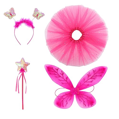 Alipis 2 Sätze Tutu-Anzug schmetterlingsflügel butterfly wings Performance-Bekleidung für Kinder Prinzessin Feenflügel Feenstab Feenrock Feenkleid Schmetterlinge kleiden sich Stoff von Alipis