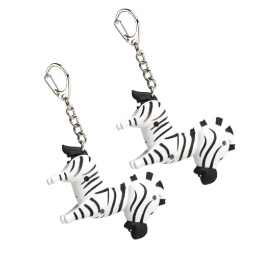 Alipis 2 Stück LED Zebra Schlüsselanhänger mit Leucht und Soundfunktion Cartoon Design Kompakt und Robust Multifunktional für Taschen Schlüssel Handy und Zufälliger Stil von Alipis