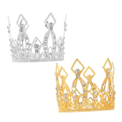 Alipis 2 Stück Mini Baroque Krone Tortenaufsatz Strass für Hochzeit Prinzessinnen Geburtstagskuchen und Besondere Anlässe Hochwertige Tortendeko Gold und Silber von Alipis
