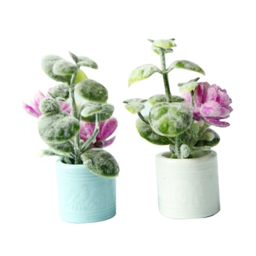 Alipis 2 Stück Mini Bonsai Modell Wetterfeste Miniatur Topfpflanzen Detailreiche Puppenhaus Dekoration für Mikro Landschaften Langlebig und Farbbeständig für Miniatur Garten und von Alipis