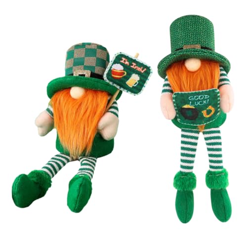 Alipis 2 Stück Patrick's GNOME Puppe Faceless Dwarf Doll Dekoration mit Langen Beinen für Feiertagsfeiern und Wohnaccessoires für Festliche Anlässe von Alipis