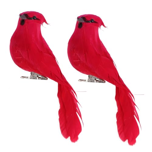 Alipis 2 Stück Realistische Künstliche Vögel Deko Ornamente aus Schaumstoff Naturgetreu für Hochzeit Garten Weihnachtsbaum Balkon Kinderfreundlich Langlebig Rot von Alipis