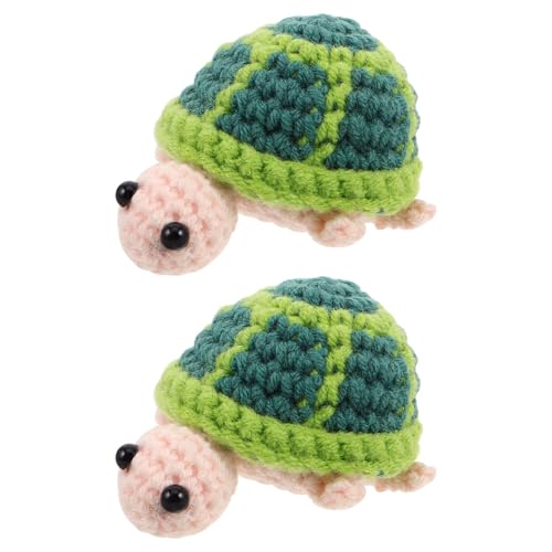 Alipis 2 Stück gehäkelte Positive Puppe: Handgefertigtes gestricktes Schildkröten-Tier-Unterstützungsspielzeug, süßes Armaturenbrett-Ornament, Mini-lustiges Schreibtisch-Dekor zur Ermutigung, von Alipis