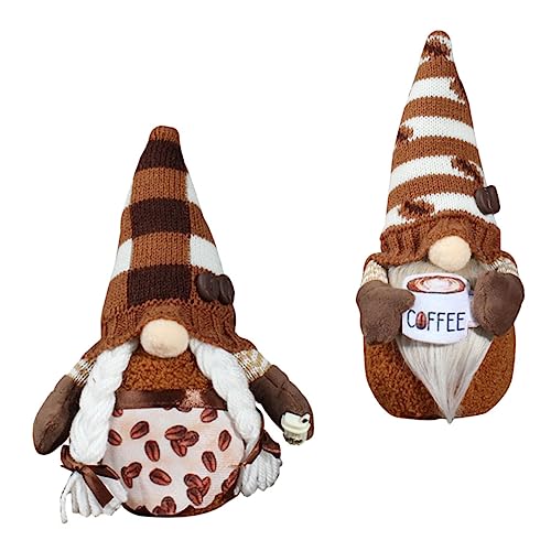 Alipis 2 Stücke gesichtslose Puppe Zwergpuppe Kaffeezwerge Kaffeebar Figur Abgestuft Plüsch für den einzug bürodeko Puppe Gnom-Puppe Beflockter Kunststoff von Alipis