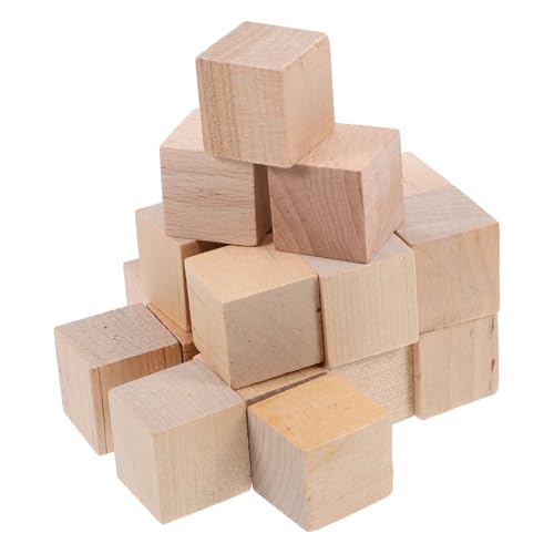 Alipis 20 Stück Holzblock -spielzeugzubehör Für Würfel Künste Und Kleine Blöcke Farbe Handwerk Bauen Form Bastelbedarf Zum Selbermachen Bausteine Quadratische Holzblöcke von Alipis