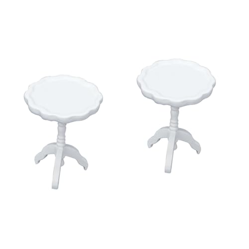 Alipis 2St Puppenhaus runder Tisch runder Esstisch Miniatur-Tischmöbel Modelle Ornament dekorative runde Tischfigur Mini-Holztisch Kaffee schmücken Spielzeug Kleiner Tisch Mikroszene Weiß von Alipis