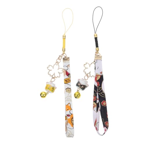 Alipis 2Stücke Japanische Maneki Neko Schlüsselanhänger Mit Glocken Handgefertigte Glückskatze Anhänger Für Auto Rückspiegel Und Handy Verschiedene Farben Süßes Kätzchen Design von Alipis