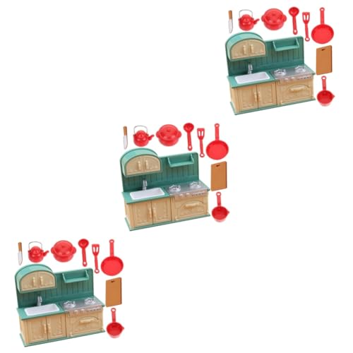 Alipis 3 Sätze Pfannenwender-Modell Spielzeug Küchengeräte Modelle Miniatur-Küchengeschirr Puppenhaus-Kochgeschirr Haushalt Küchenutensilien Waschbecken Herd Kind Spatel Plastik von Alipis