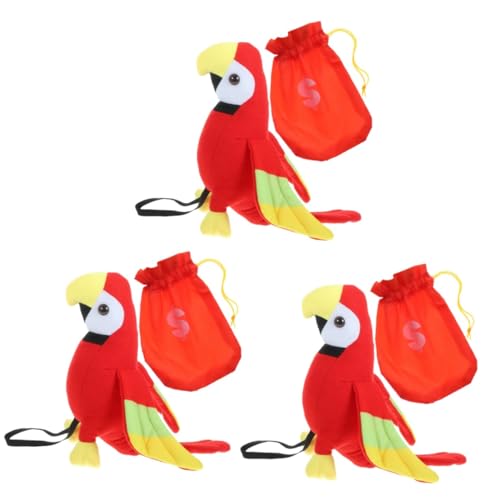 Alipis 3 Sätze Piraten-Requisiten Kleidung Plüschfigurenspielzeug Künstliche Papageienpuppe Simulation Papageienspielzeug Cosplay Make-up-Kostüm-Requisiten Augenbinde Zubehör Kind Modell von Alipis