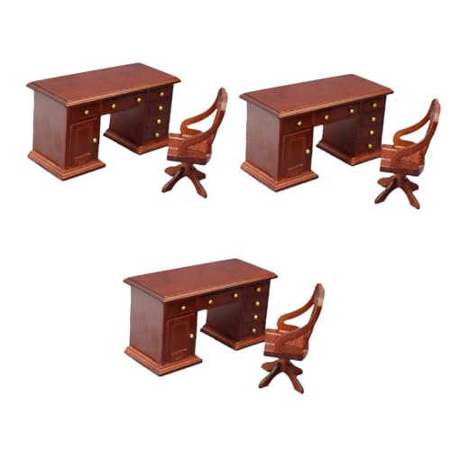 Alipis 3 Sätze Schreibtische Mini-Möbel aus Holz Mini-Raumdekoration Mini-Schreibtisch Jahrgang einstellen Bambus von Alipis