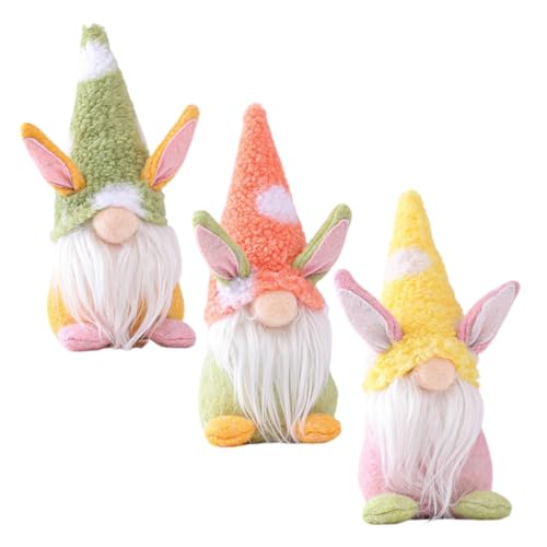 Alipis 3 Stück Osterpuppe wichtelpuppe ostergeschenke osterpräsent Hasendeko Osterhasenfigur Puppe mit Ostermotiv Kinderpuppe Gnom-Puppe Heimdekoration Puppenspielzeug Vlies von Alipis