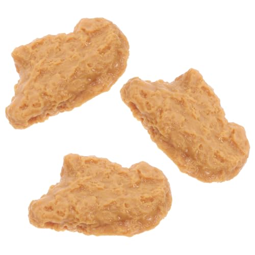 Alipis 3 Stück Simuliertes Chicken-Nugget-Modell Huhn künstlich Fleisch Requisiten Heimdekoration Klumpen lebensechtes Kunstfleischmodell realistisches Essen PVC Brown von Alipis