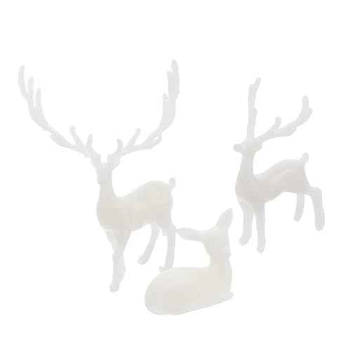 Alipis 3 Stück Teiliges Elch Modell aus Resin Kleine Leuchtende Elchfiguren Dekorative Miniatur Elchfiguren für DIY Mikrolandschaften Garten und Innendekoration von Alipis