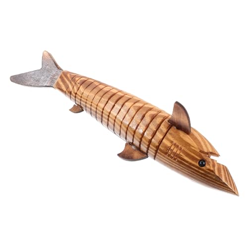 Alipis 33 cm Großes Hai-Modell Aus Karbonisiertem Holz Modelle Roboter Hai-verzierung Fisch Tiere Pinguin Hai- Hai- Krabbe Wasser- Strand Figur Welt Hölzern von Alipis