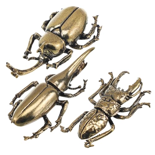 Alipis 3stücke Teiliges Aus Metallkäfer-statuen Vintage Tierornamente Für Rustikale Wohnkultur Lifelike Schreibtisch-Dekoration Für Zuhause Und Büro von Alipis