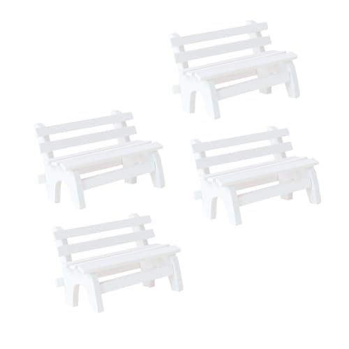 Alipis 4 STÜCKE Teiliges Handgefertigte Mini Holzbank Weiß Kreative Miniatur Möbel für Desktop Dekoration und Fotoshooting Requisiten Verarbeitet für Kinderzimmer und Mikro Landschaften von Alipis
