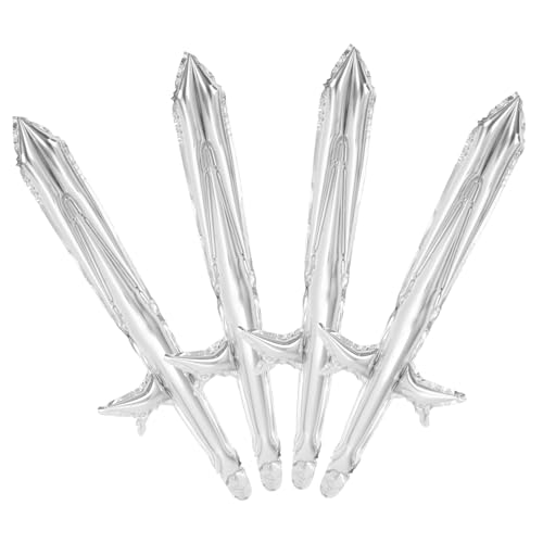 Alipis 4 Stück Aufblasbare Piratenschwerter Aluminiumfolie für Piraten Cosplay Partyzubehör Halloween und Themenpartys Kinderfreundliches Leichtes Kostüm Accessoire von Alipis