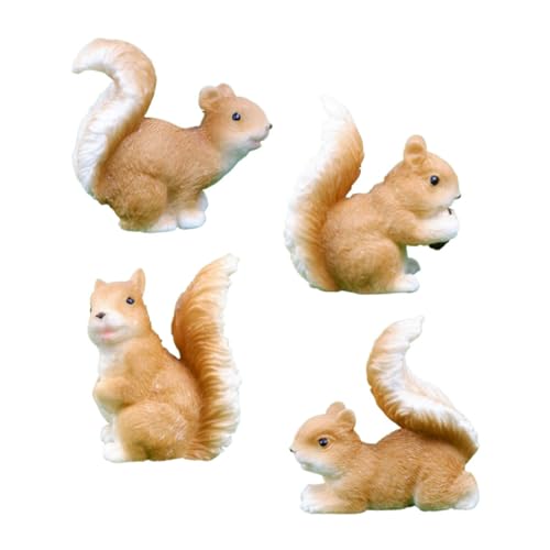 Alipis 4 Stück Eichhörnchen-Verzierung gartenaccessoires Garten Bonsai Dekoration Mooskuchendekoration kleine Tierfigur Eichhörnchenfiguren Miniatursachen Eichhörnchen Harz Brown von Alipis