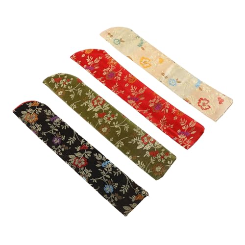 Alipis 4 Stück Faltbare Handfächer Tasche aus Hochwertigem Leichte Kompakte Aufbewahrungstasche für Handventilatoren als Geschenkbeutel in Rot Schwarz Gelb Grün Praktische Tragetasche von Alipis