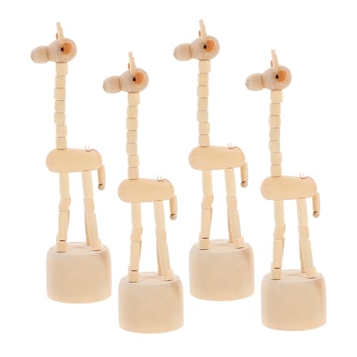 Alipis 4 Stück Handgeschnitzte Holz Giraffen Fingerpuppen Teilig Natürliches Holz Tierfiguren Handgefertigt Leicht Tragbar Dekoration und Reisespielzeug für Zuhause und Unterwegs von Alipis