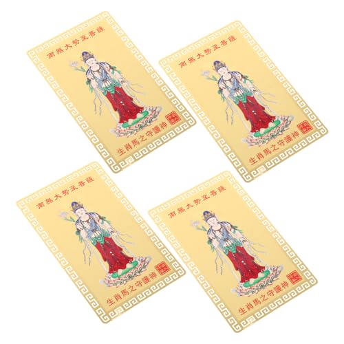 Alipis 4 Stück Kupfer Amulettkarte Pferd Tierkreis Schutz Glücksbringer Traditionelles Chinesisches Design Tragbar für Auto Büro Chinesisches Neujahrs von Alipis