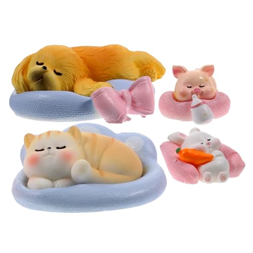 Alipis 4 Stück Mikrolandschaft Tierfigur Dekoration Hundestatue Mini Kaninchenstatue Miniatur Hundefigur Tiere Tiermodell Figur Katzenfigur Hasenspielzeug Winzige Tierstatuen Harz von Alipis