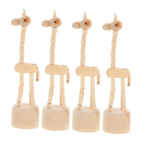 Alipis 4 Stück Teiliges Handgeschnitzte Holz Giraffen Fingerpuppen Naturbelassen Leicht und Tragbar Interaktives Lernspielzeug für Büro und Wohnraumdekoration von Alipis
