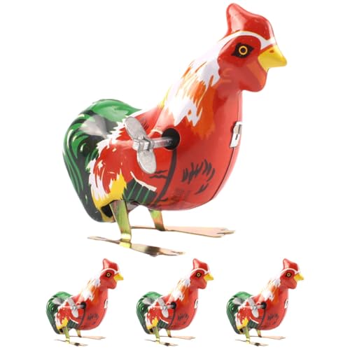 Alipis 4 Stück Vintage-Blechspielzeug-Spielzeug-Uhrwerk-Spielzeug-Aufziehspielzeug Zum Aufziehen Hühnerspielzeug Metall-Uhrwerk Frühlings-Aufziehspielzeug Springendes Tierspielzeug Aus von Alipis