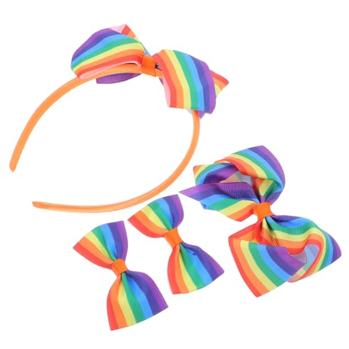 Alipis 4 Stücke Teiliges Regenbogen Haarband mit Schleife für Pride Day Komfortable Stirnbänder für Partys und Hochzeiten Unisex für Erwachsene von Alipis
