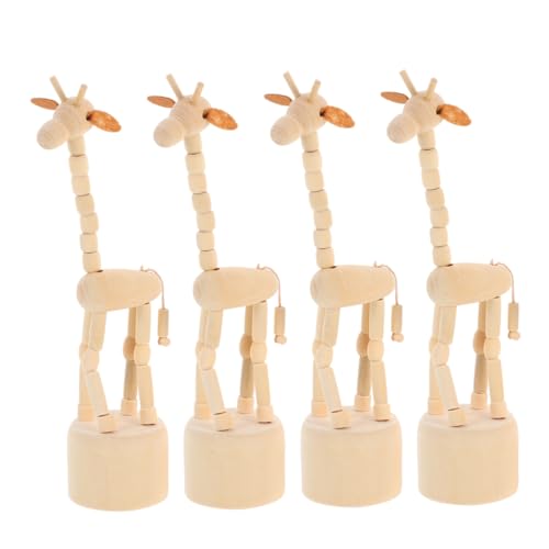Alipis 4 Tanzende Fingerpuppen Giraffenskulpturen Aus Holz Zum Schieben Von Fingerpuppen – Miniatur Tierdekoration Für Zimmer Schreibtisch Dekoration Reisespielzeug von Alipis
