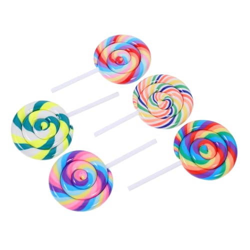Alipis 5 Stück Polymer Clay Regenbogen Lollipop Dekoration für Hochzeiten Geburtstagsfeiern und Foto Shootings Süßes Fotorequisit von Alipis