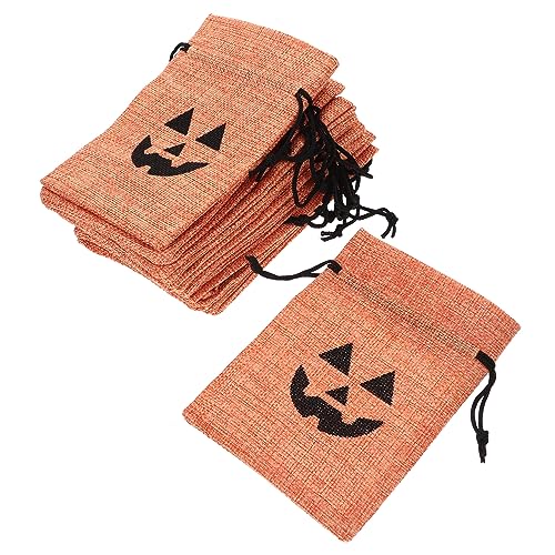 Alipis 50 Stück Halloween Süßigkeitentüten mit Kürbismotiv Kordelzug Geschenktaschen für Süßes und Snacks Wiederverwendbar für Halloween Partys Familie und Klassenzimmer von Alipis