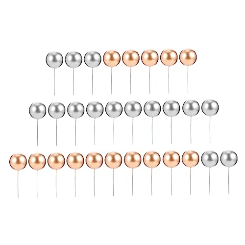 Alipis 50 Stück Kuchen dekorative Kugeln Cupcake-Topper aus Metall Cupcake-Topper mit Perlenkugeln kugelförmig Kucheneinlagen aus Schaumstoff Kucheneinlagen selber machen Eisendraht von Alipis