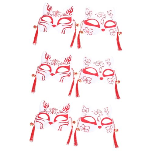 Alipis 6 Stk Halloween-maske Füchse Mit Halbem Gesicht Halbe Füchse Festival-füchse-maske Japanisches Dekor Lustige Fuchsmaske Halloween-fuchs Karneval Rot Pvc Kind Einzigartig Requisiten von Alipis