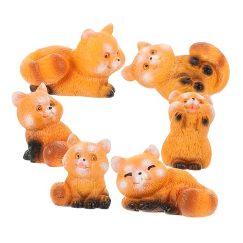 Alipis 6 Stück Dinosaurier- Lebewesen Zug Pandas Tragen Cartoon-Tier-Ornamente Spielzeugauto Rotes Panda- Frosch Haustier Stielspielzeug Ausgestopft Klein Harz von Alipis